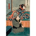 thumbnail image 2 of Utagawa Kunisada (Toyokuni III) 17x24 Black Ornate Framed Double Matted Museum Art Print Titled: Arashi Otohachi III as Makanaibaba Okuma, and Iwai Kumesaburo II as Mancho's Daught, 2 of 5