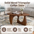 thumbnail image 3 of 43.3 Inch Coffee Table for Living Room, Mid Century Modern Center Table with Tea-Tinted Glass Top and Walnut Wood Base, Tea-Tinted/Walnut, 3 of 6