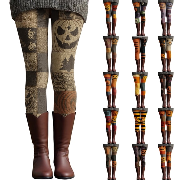 Hkoxplj Leggings for Women Halloween Leggings High Waisted Pumpkin Print Yoga Pants Stretch Workout Leggings Soft Breathable Full Length Printed Leggings for Gym Running Daily Wear Fall Winter