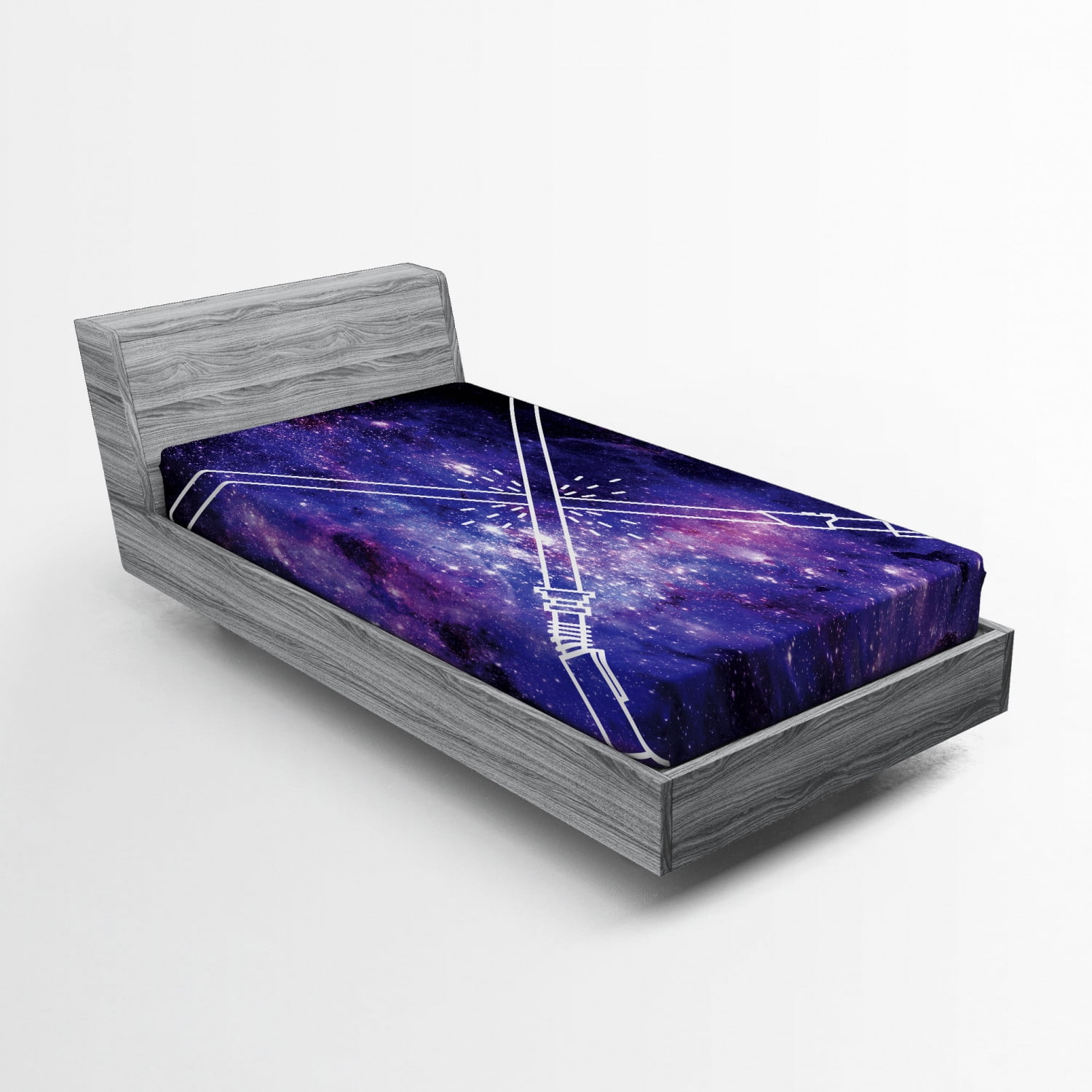 Galaxy Fitted Sheet, Futuristic Starry Sky Galaxy Illustraiton Pattern