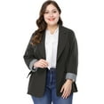 thumbnail image 1 of GRACE & GRANDEUR Blazer Décontracté pour Femme Grande Taille à Rayures, Poignets, Revers Cranté, 1 of 6