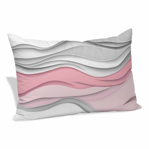 Pink Gray Ombre Pillow Covers 12"x20", Modern Abstract Moire Art Geometric Soft Brushed Microfiber Breathable Throw Pillow Covers, Decorative Pillowcase with Zipper for Couch Sofa Bedroom Living Room