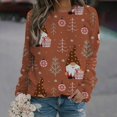 thumbnail image 2 of GHSDFBB Chandails de Noël pour Femmes Mode Loisirs Imprimé Graphique Manches Longues Hauts Mignons Chandail en Molleton Col Rond Cadeau de Noël, 2 of 5