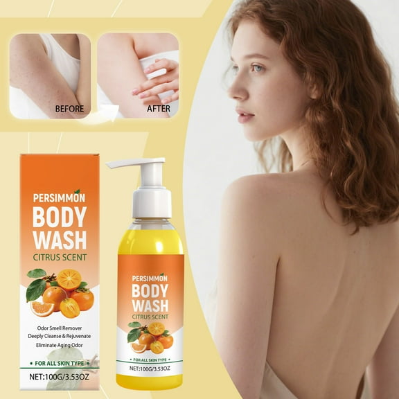 Persimmon Body Wash for Strong Body Odor, Renewing Body Purifying & Deodorizing with Natural Persimmon & Green Tea Extracts, Deodorizing Persimmon Soap for Old People, 3.53oz