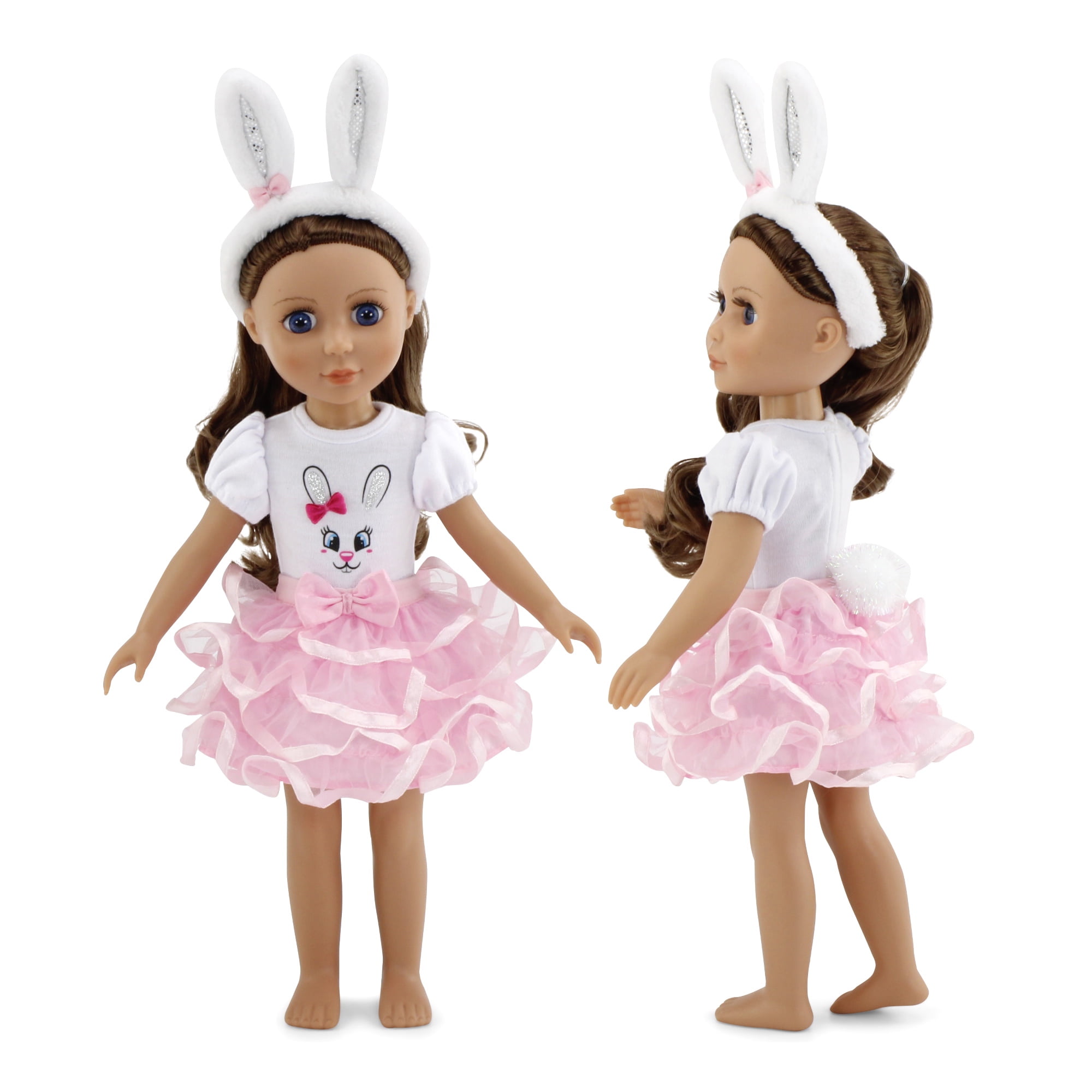 Emily Rose 14 Inch Doll Bunny Costume, Includes Bunny Ears 14.5" Doll