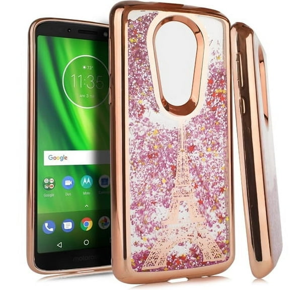 GSA Liquid Glitter Image Paris For Motorola Moto E5 Plus Rose Gold