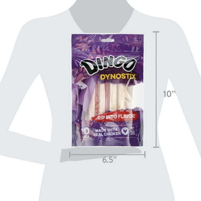 Dingo Rawhide Treats with Real Meat Jerky 10 Count for Dogs