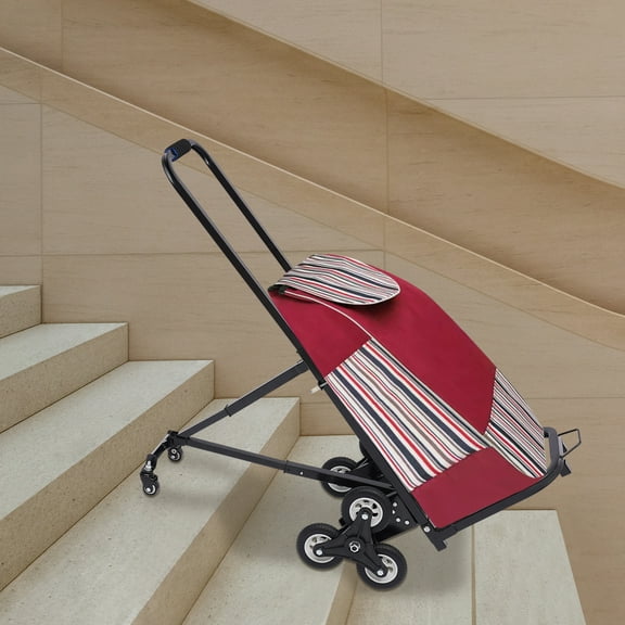 Sturdy Stair Climbing Cart with Adjustable Armrest, Foldable Design, 6 Rear Wheels, Easy to Carry Upstairs, Ideal Gift for Moving Goods