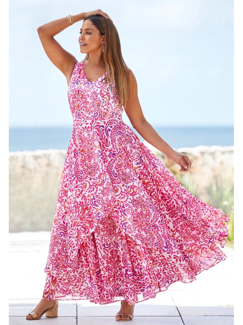 jessica london flyaway maxi dress Jessica London Women's Plus Size Georgette Flyaway Maxi Dress