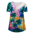 thumbnail image 5 of JGGSPWM Women Tops Plus Size Hide Belly Tunic Short Sleeve T Shirts 2023 Summer Button Up Henley Shirts Cute Tshirt Dressy Casual Blouses Pleated Swing Tunics 9-HawaiiPurple L, 5 of 5