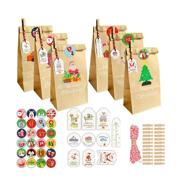 Yuarrent Juego de 24 bolsas de embalaje navideñas de gran capacidad para dulces y galletas, fiestas navideñas y días festivos Kits de decoración para fiestas MC5-6
