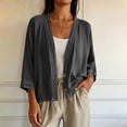 thumbnail image 5 of DIOAZUD Linen Cardigans for Women 3/4 Sleeve Button Down Cardigan Solid Color Lightweight Cover up for Vacation and Beach, 5 of 8