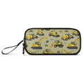 thumbnail image 2 of Large Pencil Case 3 Compartment Pencil Pouch Portable Pen Bag for Teen Adults Yellow Construction Vehicles, 2 of 8