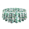 thumbnail image 5 of Green Christmas Tree and Text Pattern Round Tablecloth 60"x60",Wrinkle Wipeable Table Cloth for Kitchen Dining Room Picnic Patio Party, 5 of 6