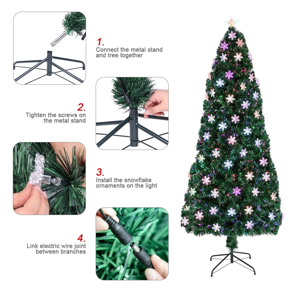 Lowestbest 7FT Artificial Christmas Tree, Pre-Lit Optical Fiber Tree with Multicolored LED Lights & Metal Stand, Christmas Decorations for Indoor, Easy Assembly, 290 Branches (Green) Lowestbest 7FT Artificial Christmas Tree, Pre-Lit Optical Fiber Tree with Multicolored LED Lights & Metal Stand, Christmas Decorations for Indoor, Easy Assembly, 290 Branches (Green)