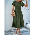 thumbnail image 6 of Women'S Spring Summer Solid Color Elegant Dresses Crewneck Cut Out Maxi Dress Green S, 6 of 8