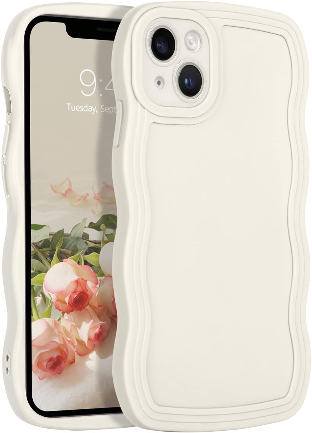 iPhone 14 Case Cute Curly Wave Frame Design Slim Soft TPU Bumper
