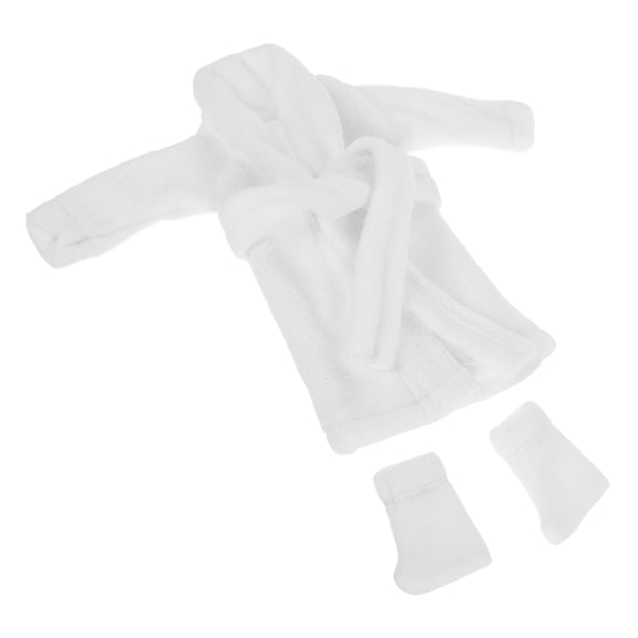 PTOOTP 1Set Dressing Bathrobe for Dolls White Soft Material Cute Accessory Set