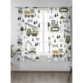 thumbnail image 2 of Sheer Curtains 63 Inch Length 2 Panels Set for Bedroom, Cartoon Tractor Semi Sheer Curtains for Windows, Cute Digger Shovel Truck Country Car Voile Window Treatments Rod Pocket Curtain, 2 of 7