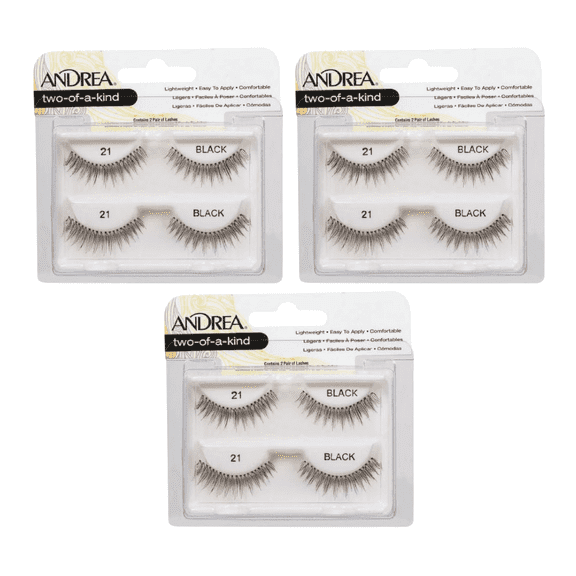 Andrea Twin Pack False Eyelashes, Style 21, Black, 2 Ct (3 Pack)