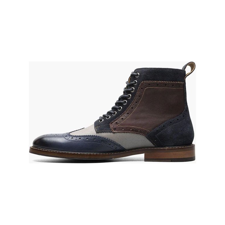 Stacy Adams Finnegan Wingtip Lace Up Boot Suede Leather Navy  display picture 2
