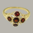 thumbnail image 6 of LBG British Made Solid 18k Yellow Gold ring with Natural Garnet & Cubic Zirconia Womens Engagement Ring - 33 size options - Size 9.75, 6 of 7