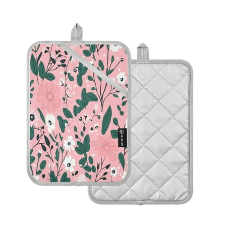 

2 Pcs Pot Holders Sets Oven Mitts Square Potholders Oven Hot Pads Heat Resistant for Kitchen Cooking Baking 7 x9.8 White Floral
