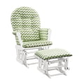 thumbnail image 2 of Angel Line Windsor Glider and Ottoman, White Finish with Green Chevron Cushions, 2 of 2