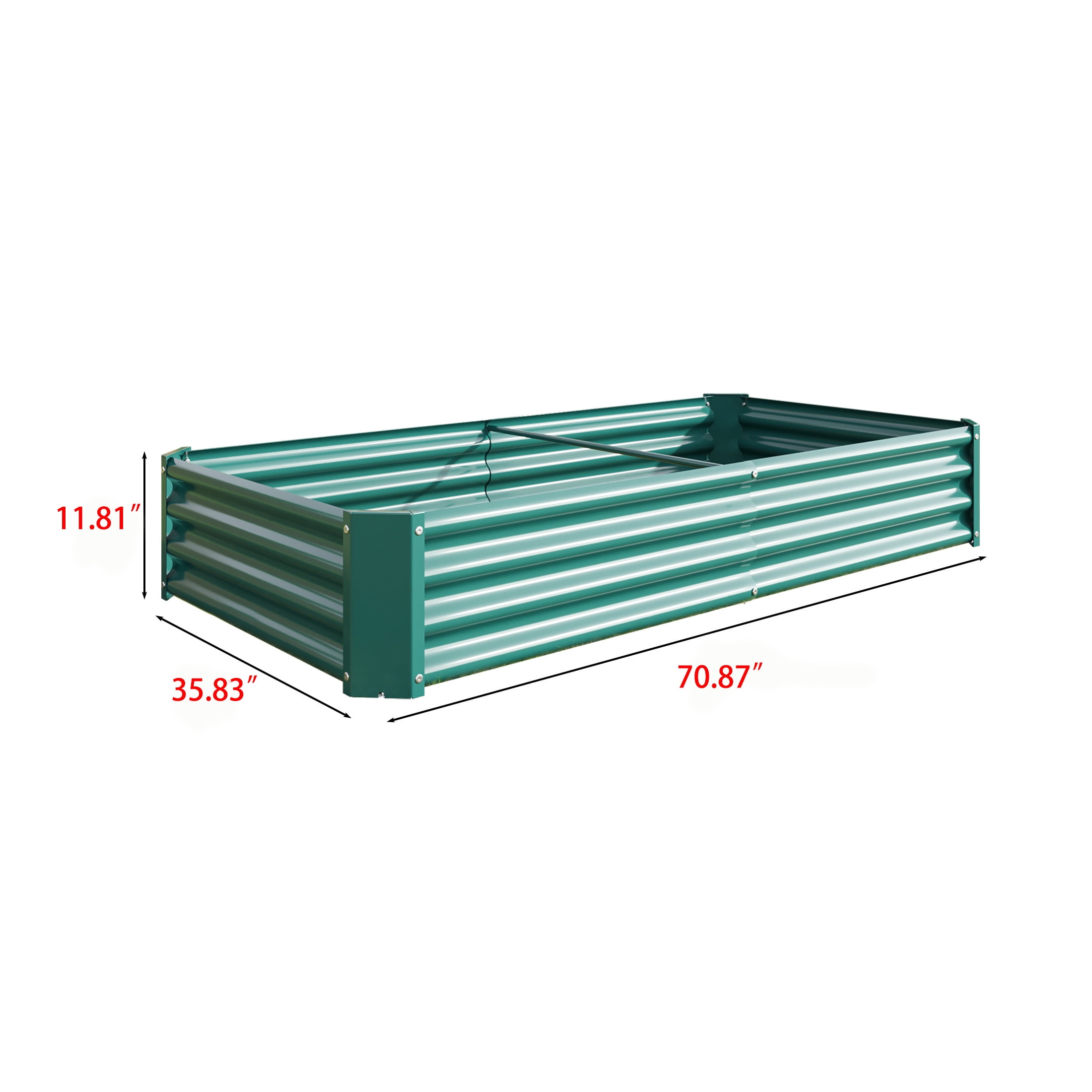 Elio Outdoor Metal 6×3×x1ft Raised Garden Bed, 6FT Planter Box, Rust-Resistant, Open Bottom, Sturdy Design for Vegetables, Flowers, Herbs, Green
