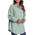 thumbnail image 1 of Moda mujer invierno sólido terciopelo manga larga botón bolsillo Casual camisa Top Pompotops qwe17080, 1 of 9