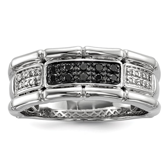 Sterling Silver White & Black Diamond Men's Ring