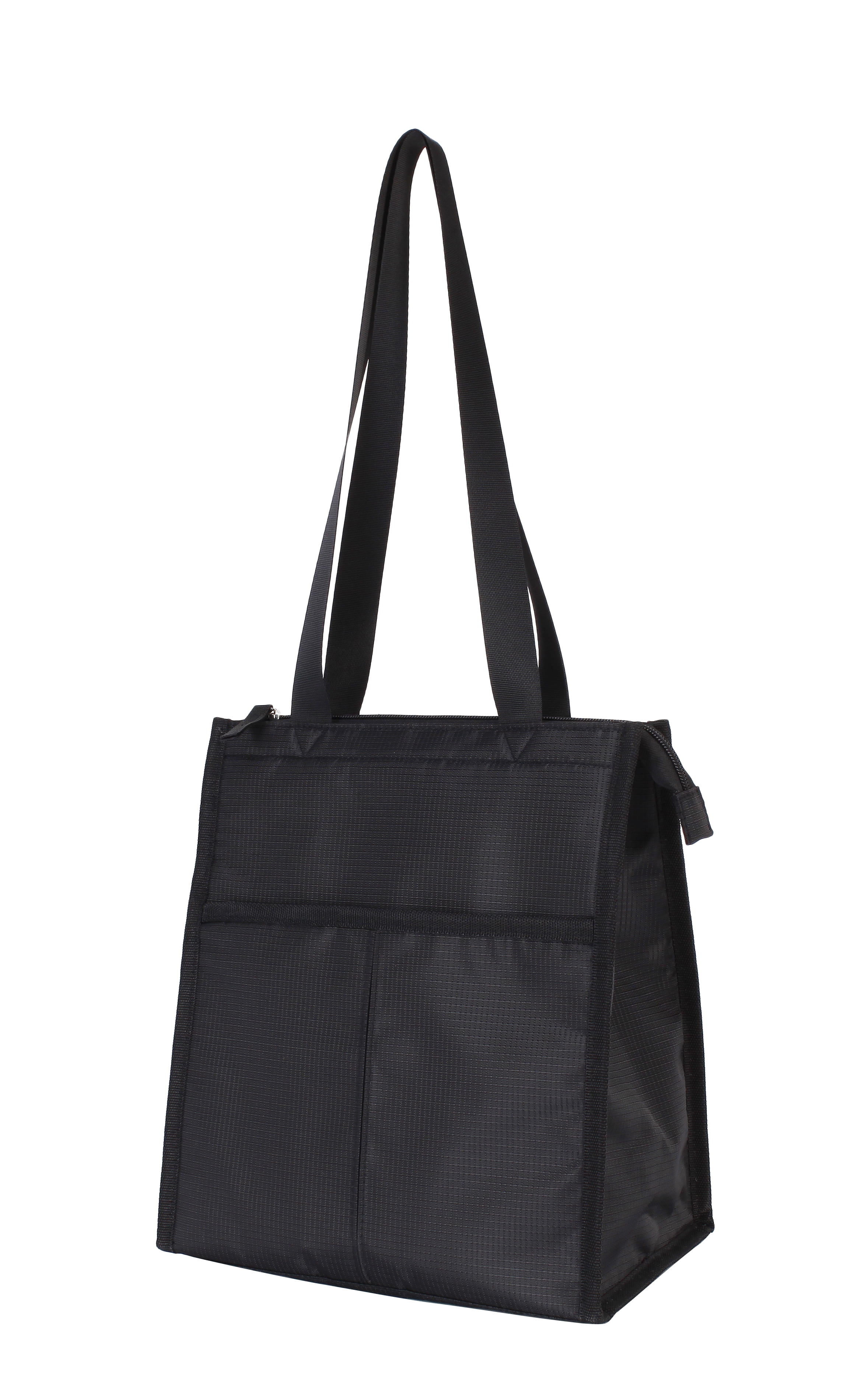 Mainstays Black Polyester Zippered Reusable Lunch Bag, 7.5 L