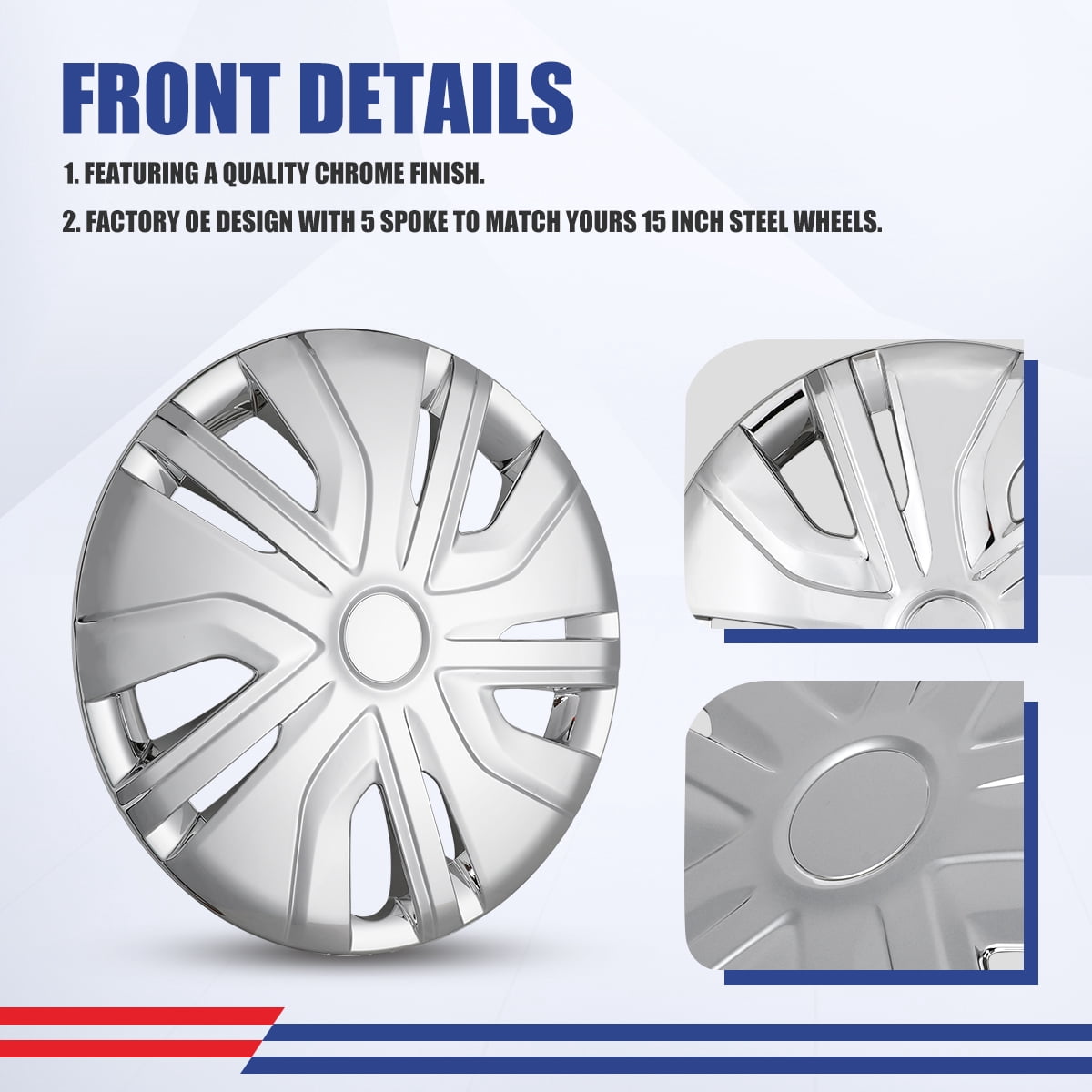4 Pack 14 inch Steel Wheel Hubcaps for 2014-2025 Mitsubishi Mirage,Compatible With Steel Wheels,Snap-on Installation,Chrome