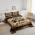 thumbnail image 2 of Erosebridal RV Queen Comforter Set for Camper Bedding Set,Happy Camping Comforter Set,Retro Western Texas Star Decor Rustic Cabin Style Mountain Camper Quilt Bed Set 3Pcs, 2 of 5