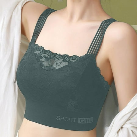 Discounted Price: Women Wireless Bra  Sujetador Inalámbrico para Mujer  Women  Fashion Solid Lace Sexy Traceless Bra Gathering No Steel Ring Sagging Sports Large Bra SOPATENOR Green XL