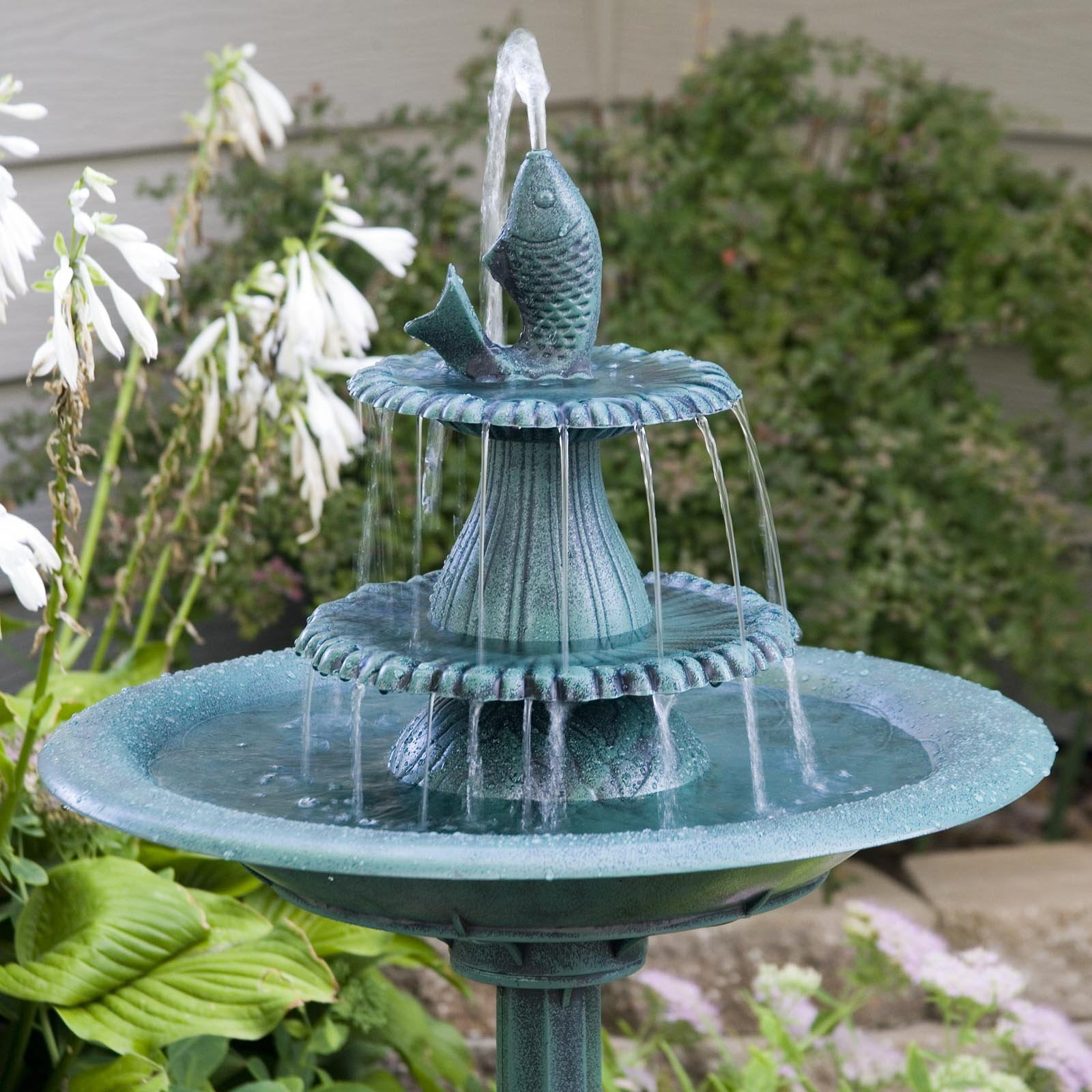 Alpine Tiered Classic Fish Pedestal Garden Water Fountain and Birdbath New eBay