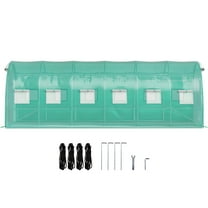 KFFKFF Walk in Greenhouse, 20 x 10 x 7 ft, Movable Plant Warm House with Zinc-Coated Steel Arches, Trio Upper Bars, Dual Zippered Entrances & Dozen Roll-up Panes, Green