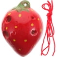 thumbnail image 1 of 1 juego de ocarina de cerámica de 6 agujeros con forma de fresa para niños, instrumento de viento para practicar, 1 of 8