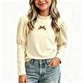 thumbnail image 2 of Asxite Girls Solid Tops Mock Neck Long Puff Sleeve Thick Thermal Cotton Fall Winter Tee 9T, 2 of 7