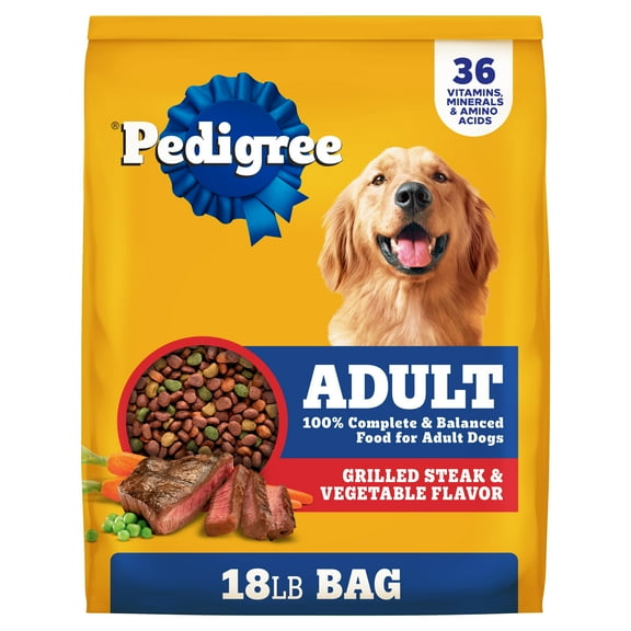 Pedigree Complete Nutrition Adult Dry Dog Food, Grilled Steak & Vegetable Flavor, 18 lb. Bag