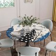 thumbnail image 5 of Navy Blue Black Christmas Tree Round Tablecloth for 36-44 Inch Tables,Fitted Table Cover with Elastic Edge,Xmas Tree Snowflake Rustic Waterproof Outdoor Table Cloth Protector for Patio Garden Dinner, 5 of 9