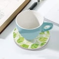 thumbnail image 5 of GZHJMY 2Pcs Round Colorful Abstract Leaves Ceramic Coasters with Cork-Backed for Coffee Drink, Cup Mat Absorbent Stone Coasters, 5 of 6