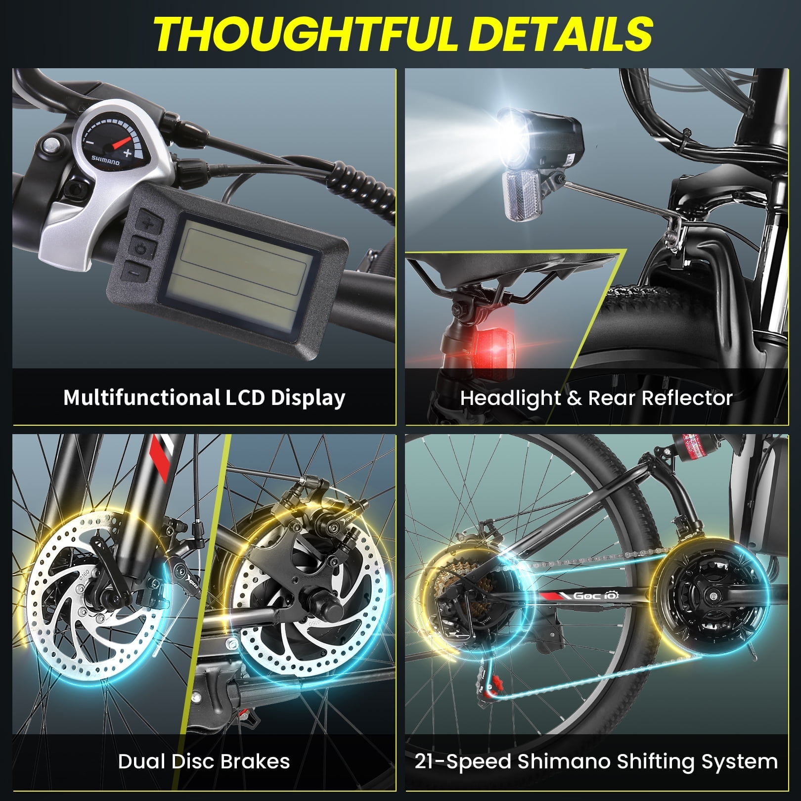 Gocio 26" Folding Electric bike for Adults, 750W Peak Motor 48V 7.8Ah Battery, 21 Speed Mountain Ebike, UL2849