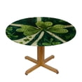 thumbnail image 3 of PIKWEEK St. Patrick's Day Green Spring Green Leaves Waterproof Resistant Fabric Round Tablecloth White, 3 of 8