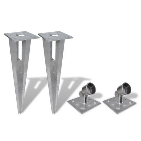 

moobody 2 Fence Post Anchor Ground Spike with 2 Pole Holders Set Zinc Coated Steel Anchor Height: 19.7 Inch