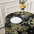 thumbnail image 6 of Coolnut Christmas Black Round Tablecloth, Wrinkle Free Soft Table Cloth with Lace, 60 Inch Table Cover for Kitchen Dining Tables, Hotels, Banquets, Camping Parties House Decor, 6 of 7