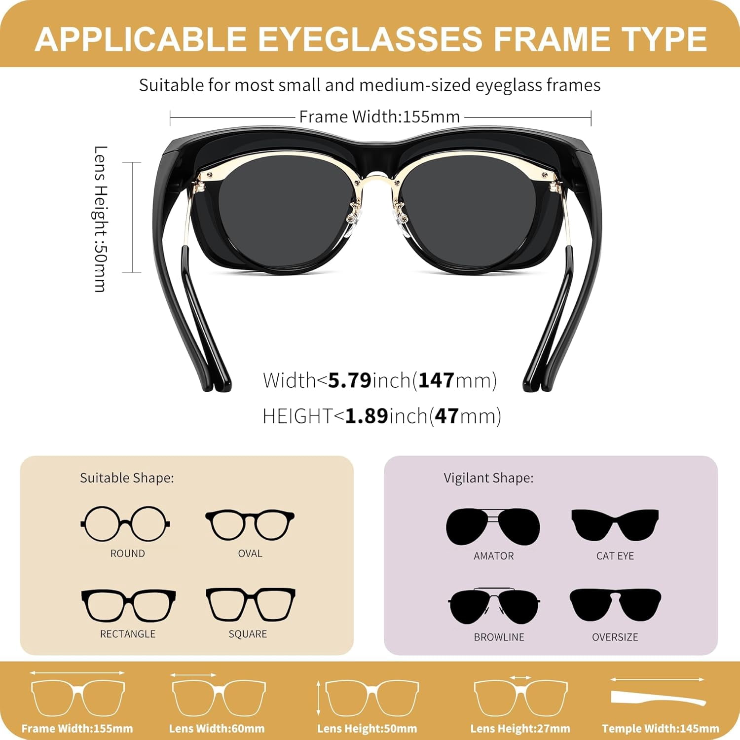 FEISEDY Polarized Sunglasses Fit Over Glasses Women, Fit over Glasses Sunglasses for Driving UV400 Protection B0250