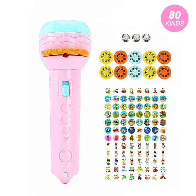 Kids Projector Flashlight Different Animal Patterns Early Educational Science Projector Luminous ToyPink80 Patterns
