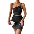 thumbnail image 2 of Franhais Women Slip Dress, Cold ShoulderTie-up Hollowed Bodycon Dress Slim Fit Summer Mini Dress, 2 of 9