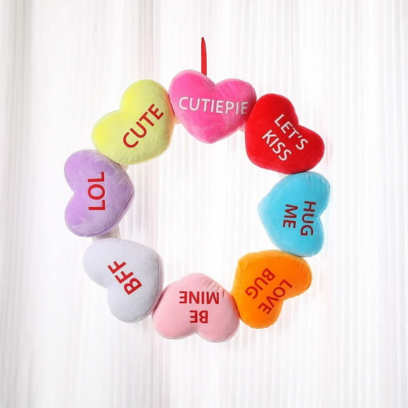 PuSpu Valentine's Day Decoration Mesh Simulation Flower Wreath Front Door Decoration Festive Home Hanging Wreath 15.74in